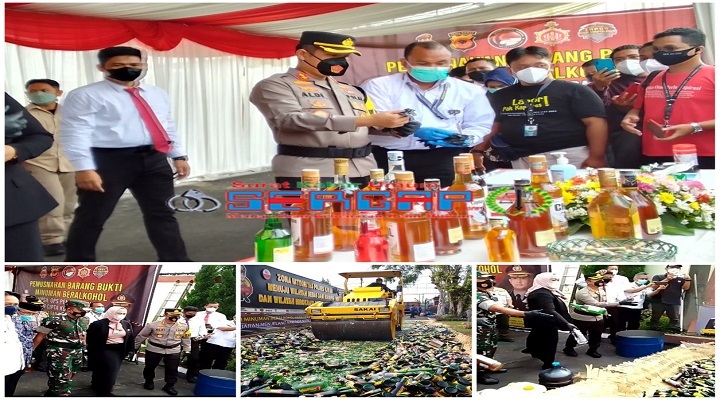 Polres Karawang Jelang Nataru Musnahkan Ribuan Miras dan Petasan Polres Karawang