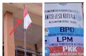 “Pemerintahan Desa Koto Panjang Kibarkan Bendera Lusuh dan Sobek, Diduga Keras Lecehkan Bendera Merah Putih”