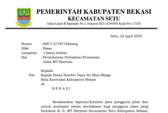 Respon Aduan Masyarakat Terkait Kerusakan Jalan MT Haryono,