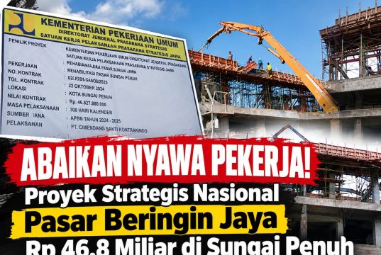 ABAIKAN NYAWA PEKERJA !! Proyek Strategis Nasional Pasar Beringin Jaya Rp 46,8 Miliar Diduga Tanpa K3, PT. Cimendang Sakti Kontrakindo Disorot