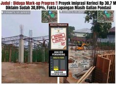 Diduga Mark-up Progres !! Proyek Imigrasi Kerinci Rp 30,7 M Diklaim Sudah 30,89%, Fakta Lapangan Masih Galian Pondasi